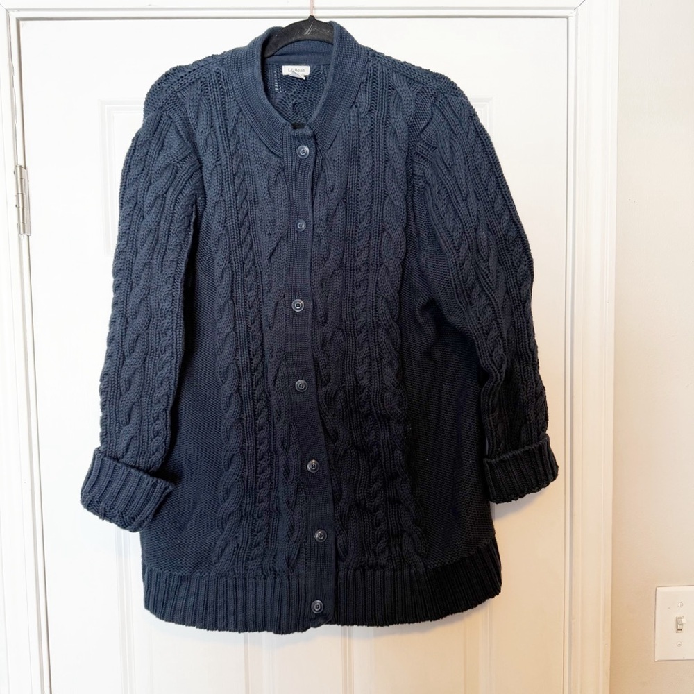 L.L Bean oversized chunky cable knit button cardigan - Picture 2 of 5